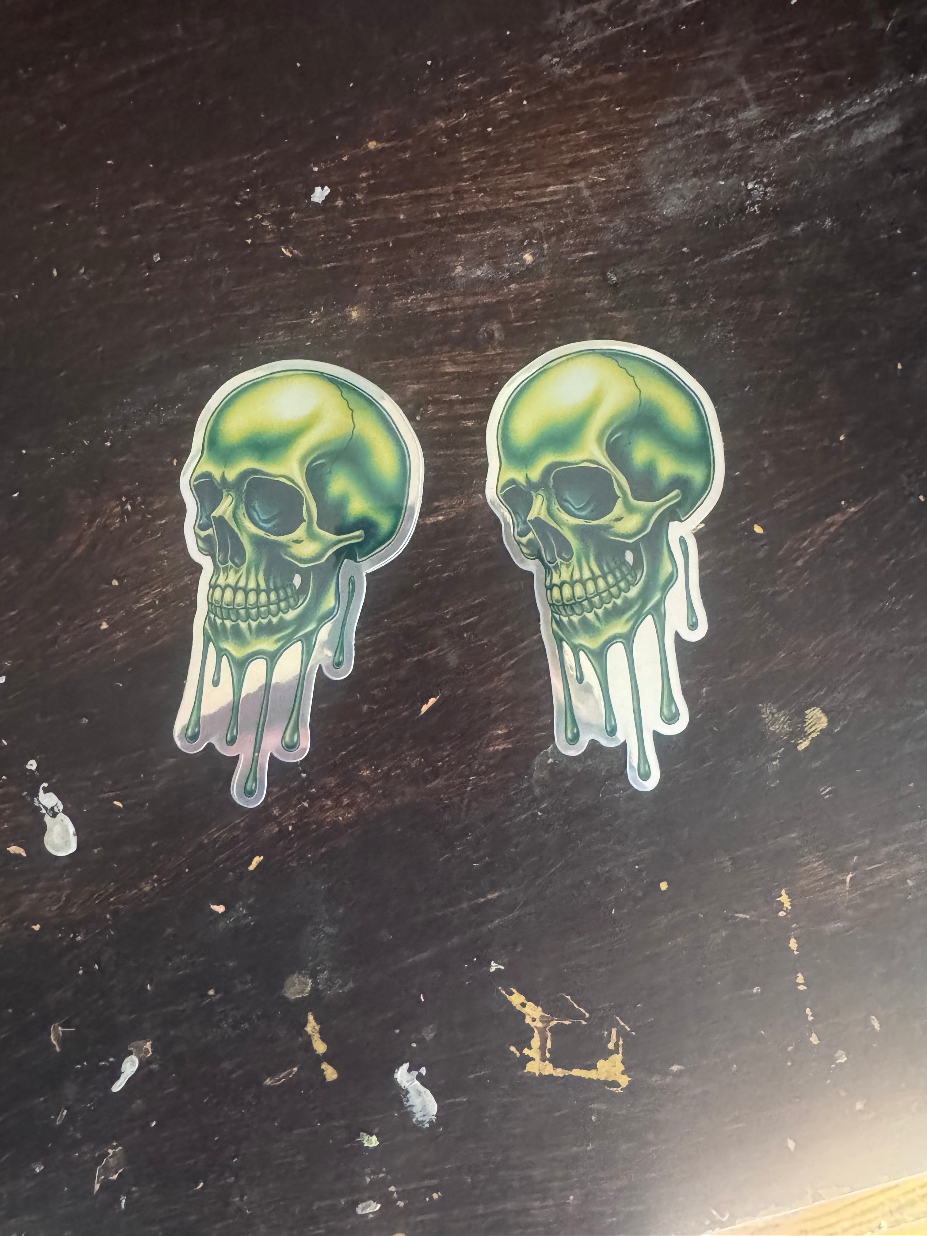 Holographic Slime Skull Sticker
