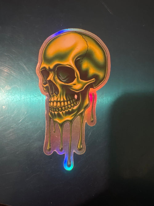 Holographic Slime Skull Sticker